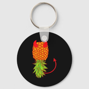 Funny upside down pineapple swinger fruit lover key ring