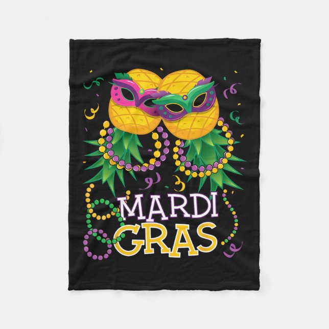 Funny Upside Down Pineapple Swinger Mardi Gras Bea Fleece Blanket (Front)