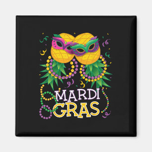 Funny Upside Down Pineapple Swinger Mardi Gras Bea Magnet