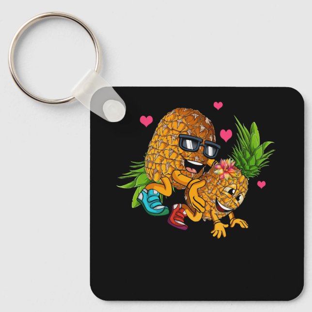 Funny Upside Down Pineapple Swinger Meme Fruit Gra Key Ring (Front)