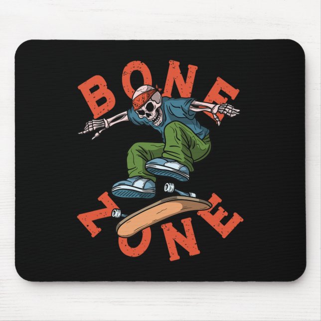 Funny Urn Skeleton Bone Zone Skateboarder Grunge T Mouse Pad (Front)