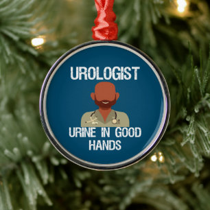 Funny Urologist Holiday Card Metal Ornament