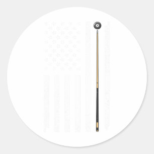 Funny Us Flag Billiards Design For Men Women Billi Classic Round Sticker