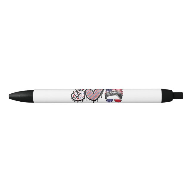 Funny US Flag Patriotic Black Ink Pen (Front)