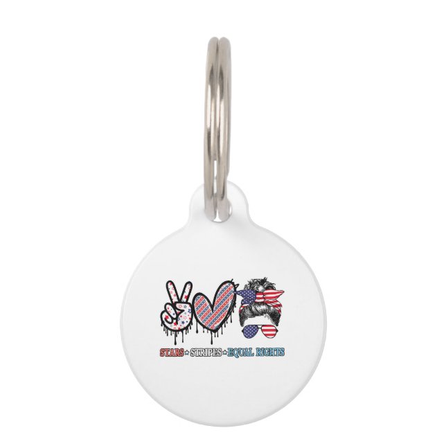 Funny US Flag Patriotic Pet Tag (Front)