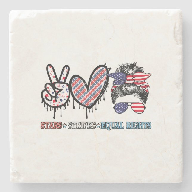 Funny US Flag Patriotic Stone Coaster (Front)