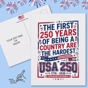 Funny USA 250 Birthday Patriotic Red White Blue Postcard