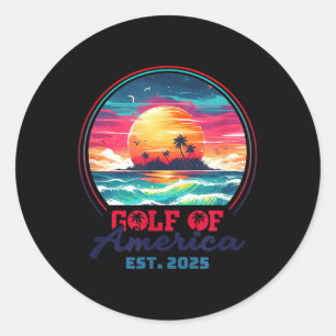 Funny Usa America Shirt Gulf Of Us America Est 202 Classic Round Sticker