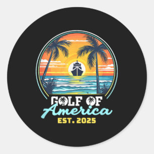 Funny Usa America Shirt Gulf Of Us America Est 202 Classic Round Sticker