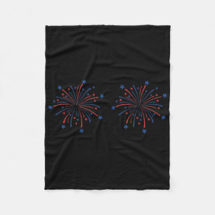Funny Usa Fireworks Couple Just Here For The Firew Fleece Blanket