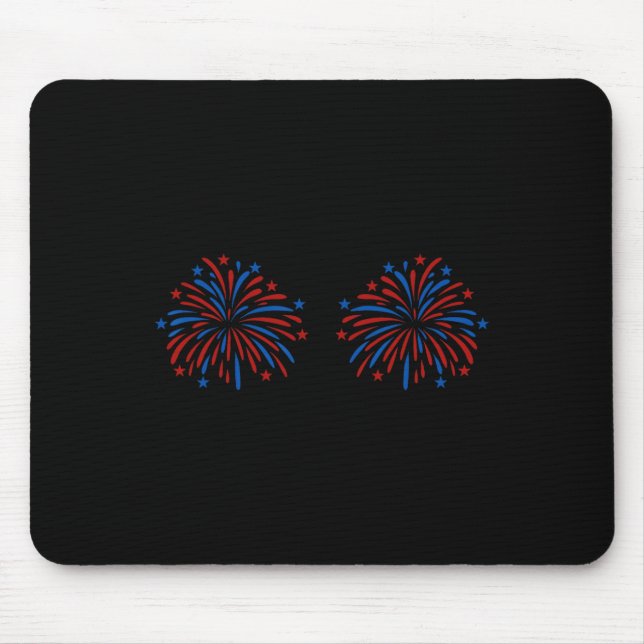 Funny Usa Fireworks Couple Just Here For The Firew Mouse Pad (Front)