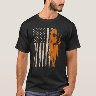 Funny Usa Flag Bagpipe Scottish Bagpiper Gift Bagp T-Shirt