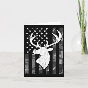 Funny Usa Flag Camouflage Whitetail Buck Deer Hunt Card