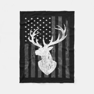 Funny Usa Flag Camouflage Whitetail Buck Deer Hunt Fleece Blanket
