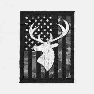 Funny Usa Flag Camouflage Whitetail Buck Deer Hunt Fleece Blanket