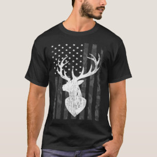 Funny Usa Flag Camouflage Whitetail Buck Deer Hunt T-Shirt