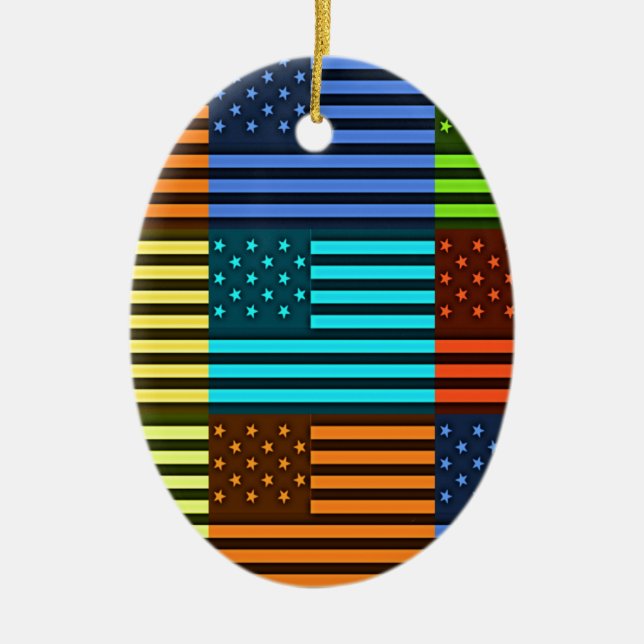Funny USA Flag Ceramic Ornament (Front)