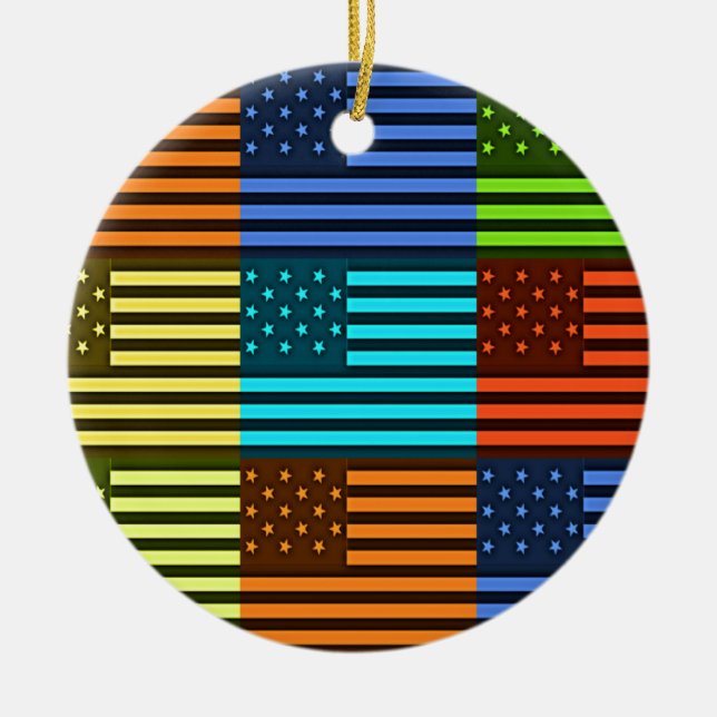 Funny USA Flag Ceramic Ornament (Front)