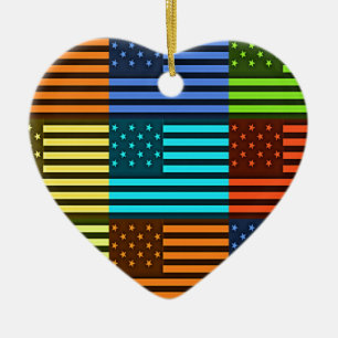 Funny USA Flag Ceramic Tree Decoration