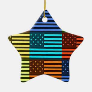 Funny USA Flag Ceramic Tree Decoration