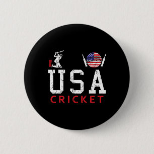 Funny Usa Flag Cricket Player Sports Fans Tee Men 6 Cm Round Badge