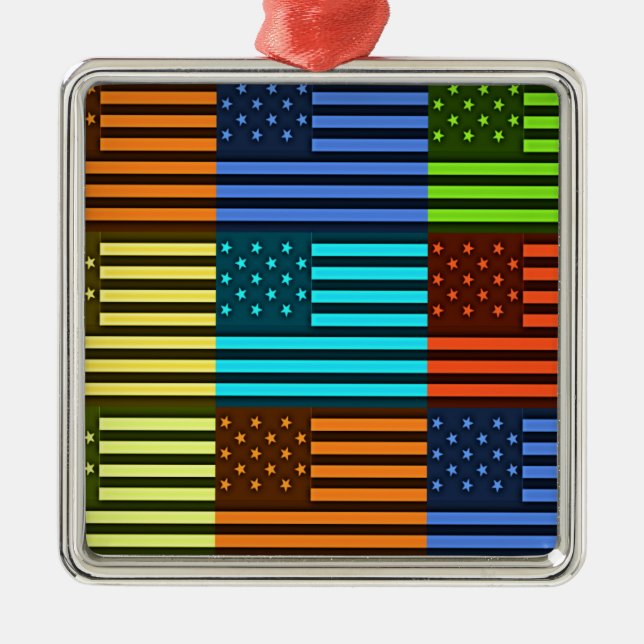 Funny USA Flag Metal Tree Decoration (Front)