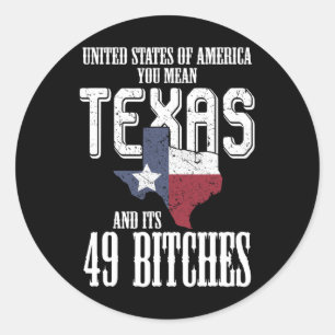 Funny Usa Flag United States Of America Texas Classic Round Sticker