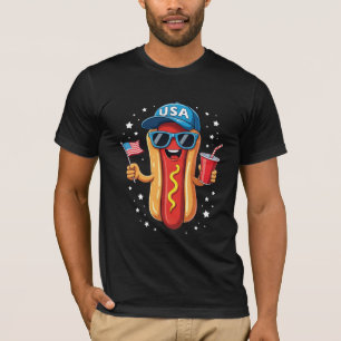 Funny USA Hotdog – 4th of July Cartoon Design T-Shirt