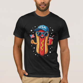 Funny USA Hotdog – 4th of July Cartoon Design T-Shirt