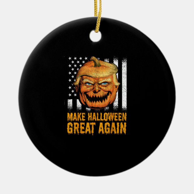 Funny Usa Trumpkin Make Halloween Great Again Ceramic Ornament (Front)