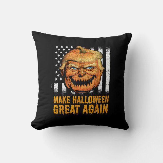 Funny Usa Trumpkin Make Halloween Great Again Cushion (Front)