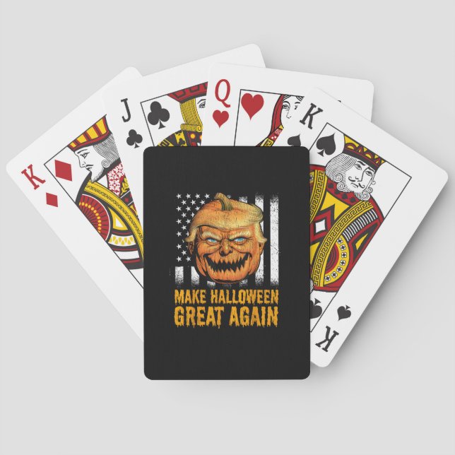 Funny Usa Trumpkin Make Halloween Great Again Playing Cards (Back)