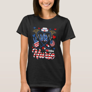 Funny VA Nurse Leopard Sunflower American Flag 4th T-Shirt