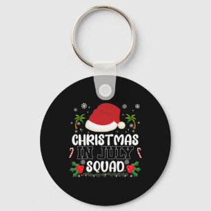 Funny Vacation Christmas In July Squad Xmas Santa Key Ring
