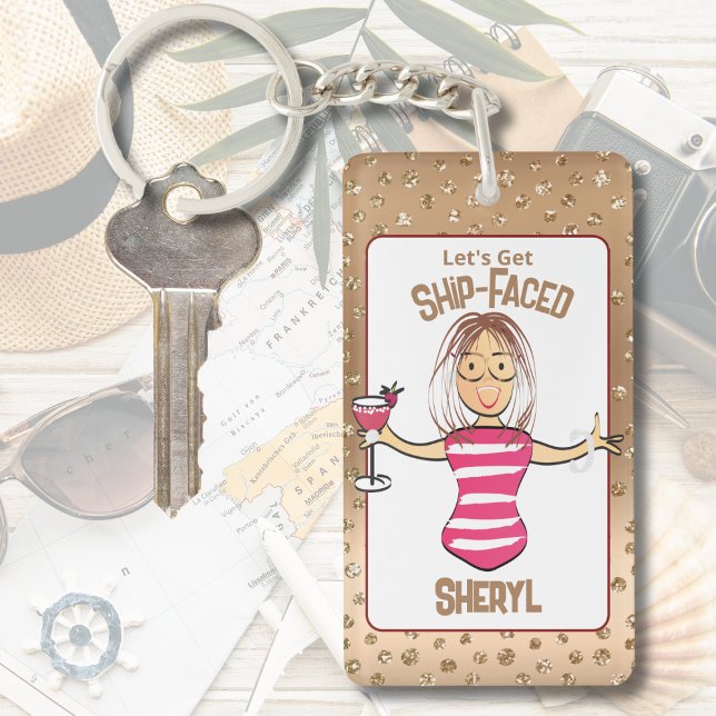 Funny Vacation Cruise Girls Trip Weekend Sparkle Key Ring (Creator Uploaded)