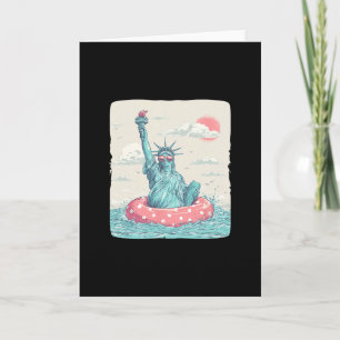 Funny Vacation Liberty Statue In Beach Ring For Po Card