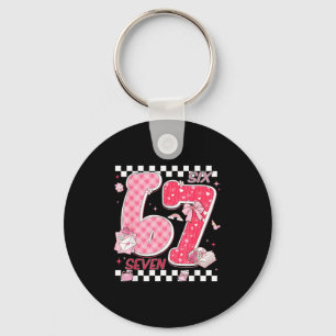 Funny Valentine 67 Six Seven Meme Pink Bow Boy Gir Key Ring