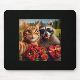 Funny Valentine Cat Raccoon Selfie Love Meme Tank  Mouse Pad