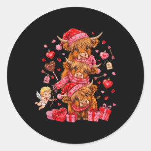Funny Valentine Cow Lover Xoxo Be Mine Cute Cupid Classic Round Sticker