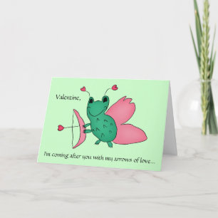Funny Valentine cupid frog Holiday Card
