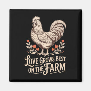 Funny Valentine Cute Chicken Love Grows Best On Th Magnet