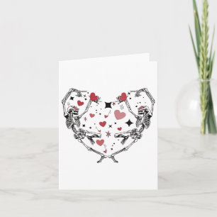 Funny Valentine Day Dancing Skeleton Heart  Card
