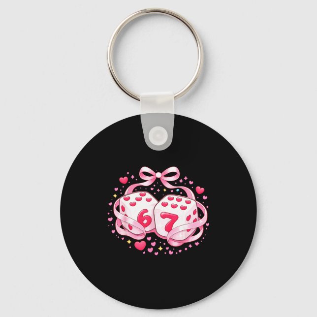 Funny Valentine Dice 6 7 Preppy 67 Six Seven Women Key Ring (Front)