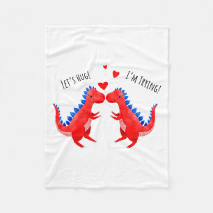 Funny Valentine Dinosaur Hugging Heart T-rex Fleece Blanket