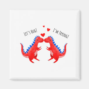 Funny Valentine Dinosaur Hugging Heart T-rex  Magnet