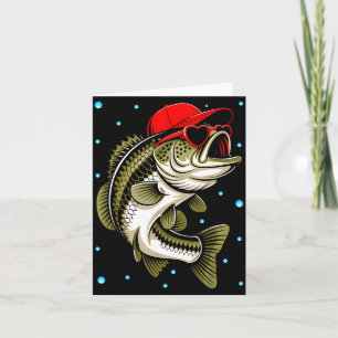 Funny valentine fishing bass heart sunglasses kids card