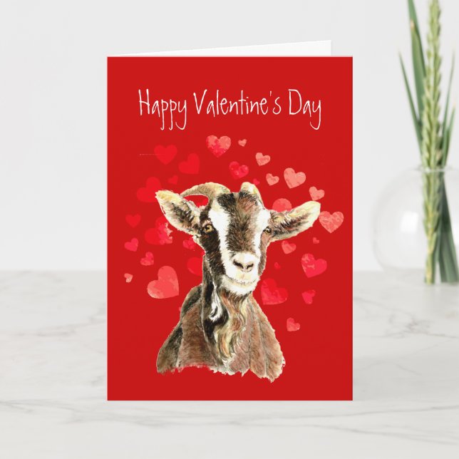 Funny Valentine from Old Goat loves you Holiday Card (Front)