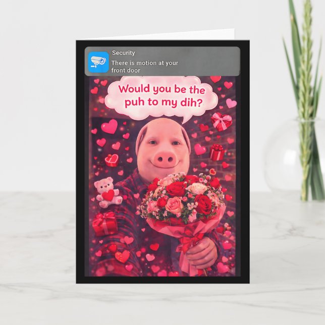 Funny Valentine Gen Z Humour Pork Couple Meme Dihh Card (Front)