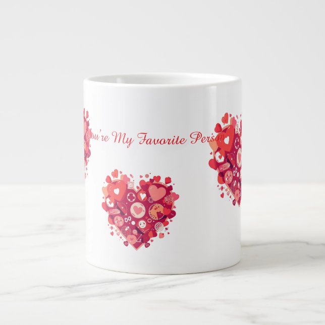 Funny Valentine Gift for Couple Large Coffee Mug (Front)