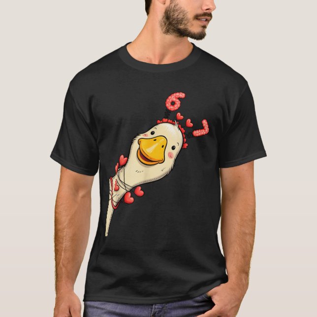 Funny Valentine Goose 6 7 Six Seven Meme Matching  T-Shirt (Front)